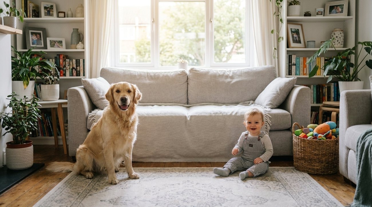 The same living room spotless after a Starbiz cleaning